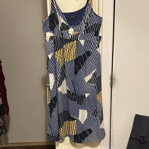 Banana Republic Blue and Yellow Striped Midi Dress
